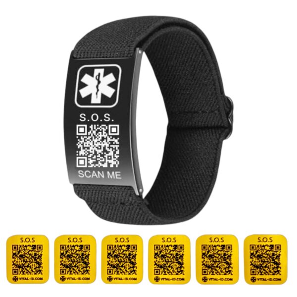 IMG_0032 Combo Pack Vital+ID (1 Brazalete QR & 10 etiquetas QR)