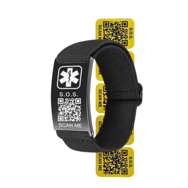 IMG_8643 Combo Pack Vital+ID (1 Brazalete QR & 10 etiquetas QR)