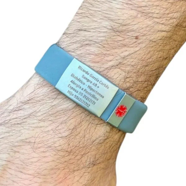 Brazalete identificador con datos médicos de rescate