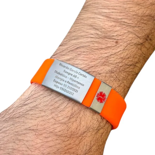 Brazalete identificador con datos médicos de rescate