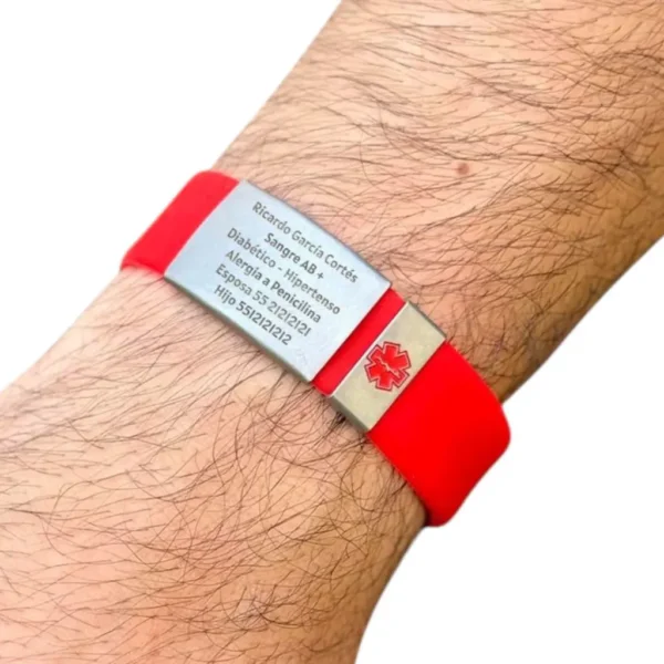 Brazalete identificador con datos médicos de rescate