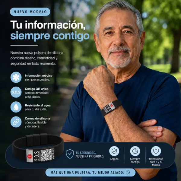 Brazalete Vital ID QR Sport con ficha médica asociada Brazalete Vital ID QR Sport con ficha médica asociada